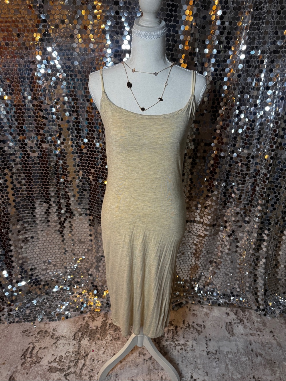 Forever 21 Gold-Tone Spaghetti Strap Midi Dress